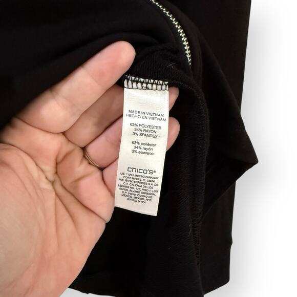 Weekends By Chico's French Terry Mock Neck Jacket Black Lightweight Size 1 M-8 - Picture 4 of 7